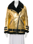 ACNE STUDIOS Velocite Metallic Jacket shearling fur coat 32 UK 4 US 0 ladies
