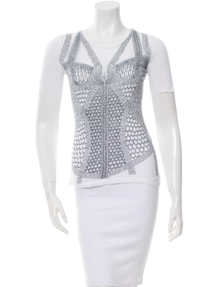 ALEXANDER MCQUEEN PRINTED CREW NECK T-SHIRT TOP I 40 S SMALL LADIES