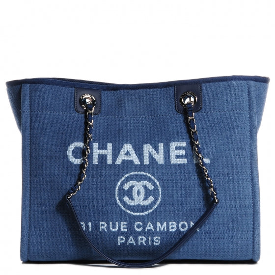 CHANEL SPRING 2016 NAVY DEAUVILLE TOTE HANDBAG BAG LADIES