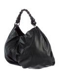 Bottega Veneta ® INTRECCIATO-TRIMMED BLACK SOFT LEATHER HOBO BAG HANDBAG Ladies