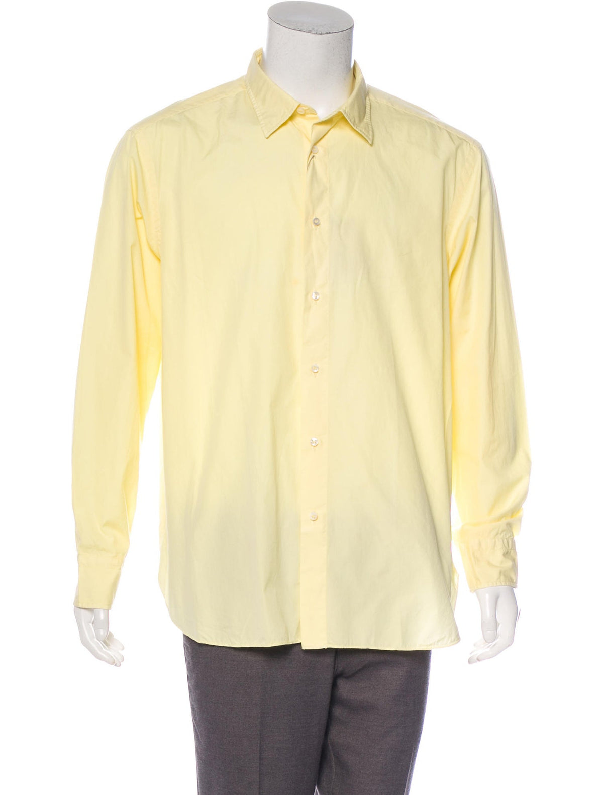 RICHARD JAMES BESPOKE HAND MADE LONG SLEEVE BUTTON-UP YELLOW SHIRT men