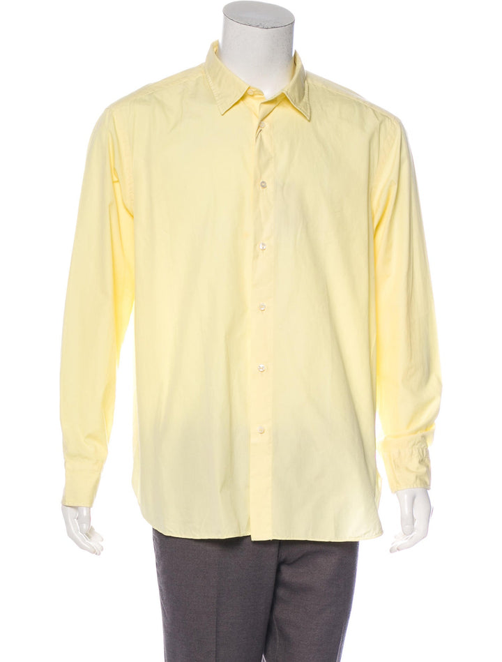 RICHARD JAMES BESPOKE HAND MADE LONG SLEEVE BUTTON-UP YELLOW SHIRT men