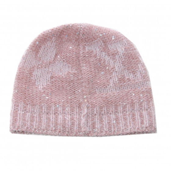 LOUIS VUITTON HAT PINK MONOGRAM SEQUINS  MOHAIR HAT LADIES