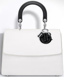 CHRISTIAN DIOR Smooth Calfskin Bicolor Small Be Dior Flap White Black Handbag LADIES