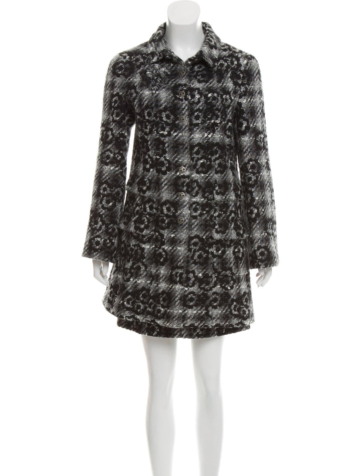 CHANEL COCO BUTTON CAMELLIA CORSAGE TWEED COAT F 36 UK 8 US 4 LADIES