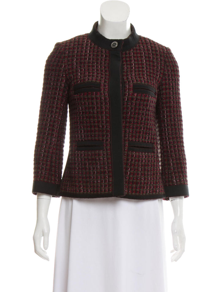 CHANEL Burgundy Fantasy Tweed Jacket 15K Blazer Ladies