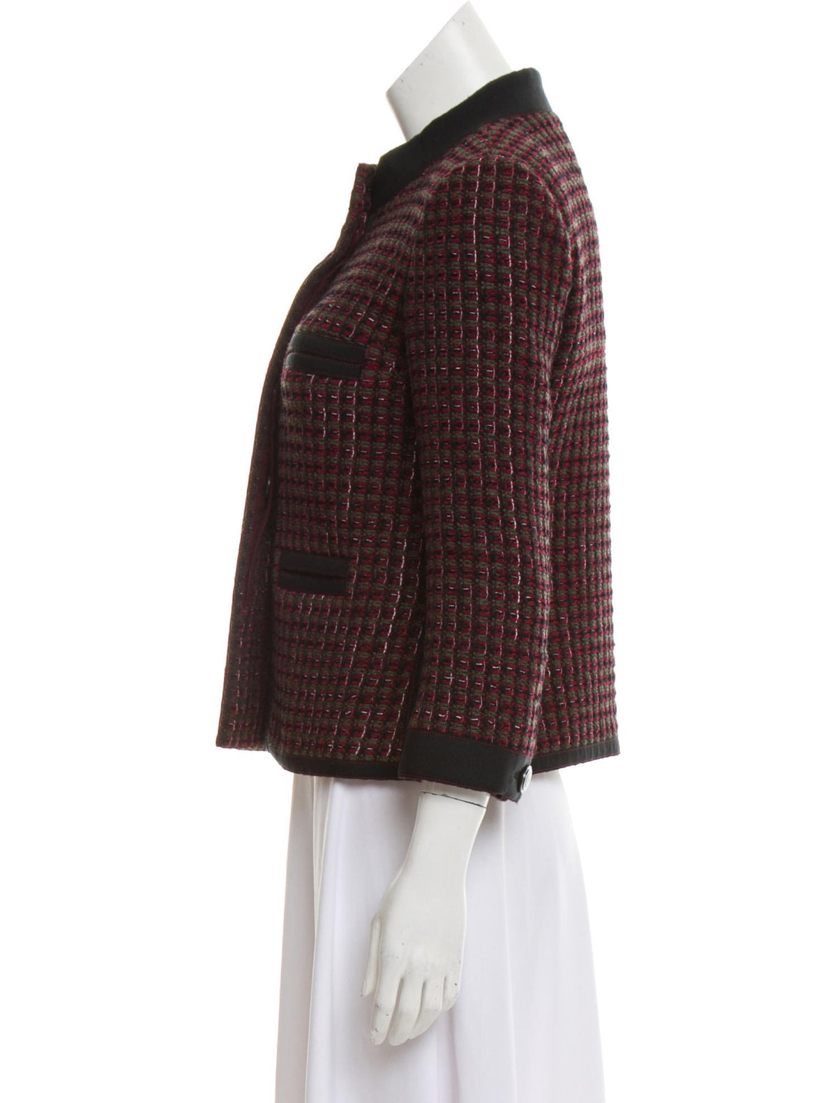 CHANEL Burgundy Fantasy Tweed Jacket 15K Blazer Ladies