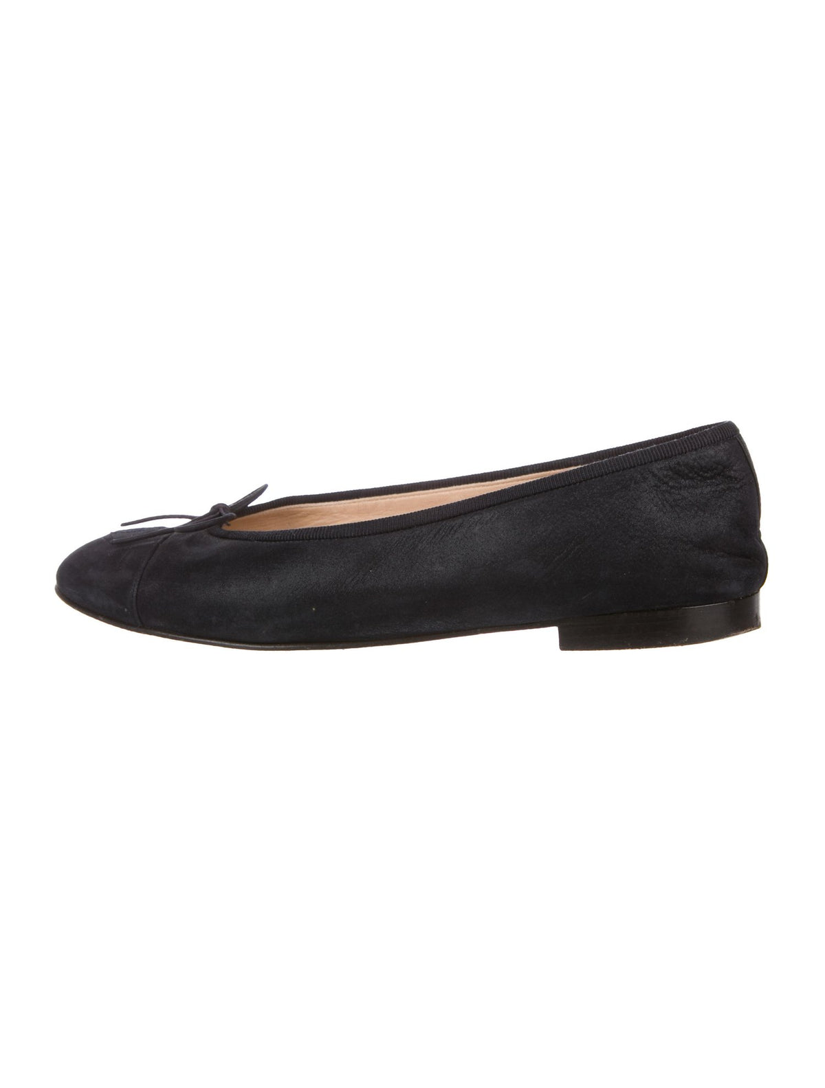 CHANEL LIMITED EDITION CC SUEDE NAVY FLATS SHOES LADIES