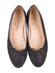 CHANEL LIMITED EDITION CC SUEDE NAVY FLATS SHOES LADIES