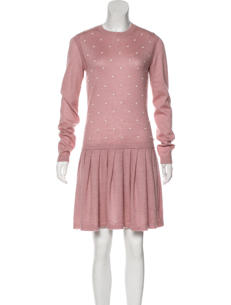 Chanel 2014 Knitted Cashmere Mohair Sweater Dress- Pearls Galore Size Afashionistastore Chanel 2014 Knitted Cashmere Mohair Sweater Dress- Pearls Galore Size Afashionistastore