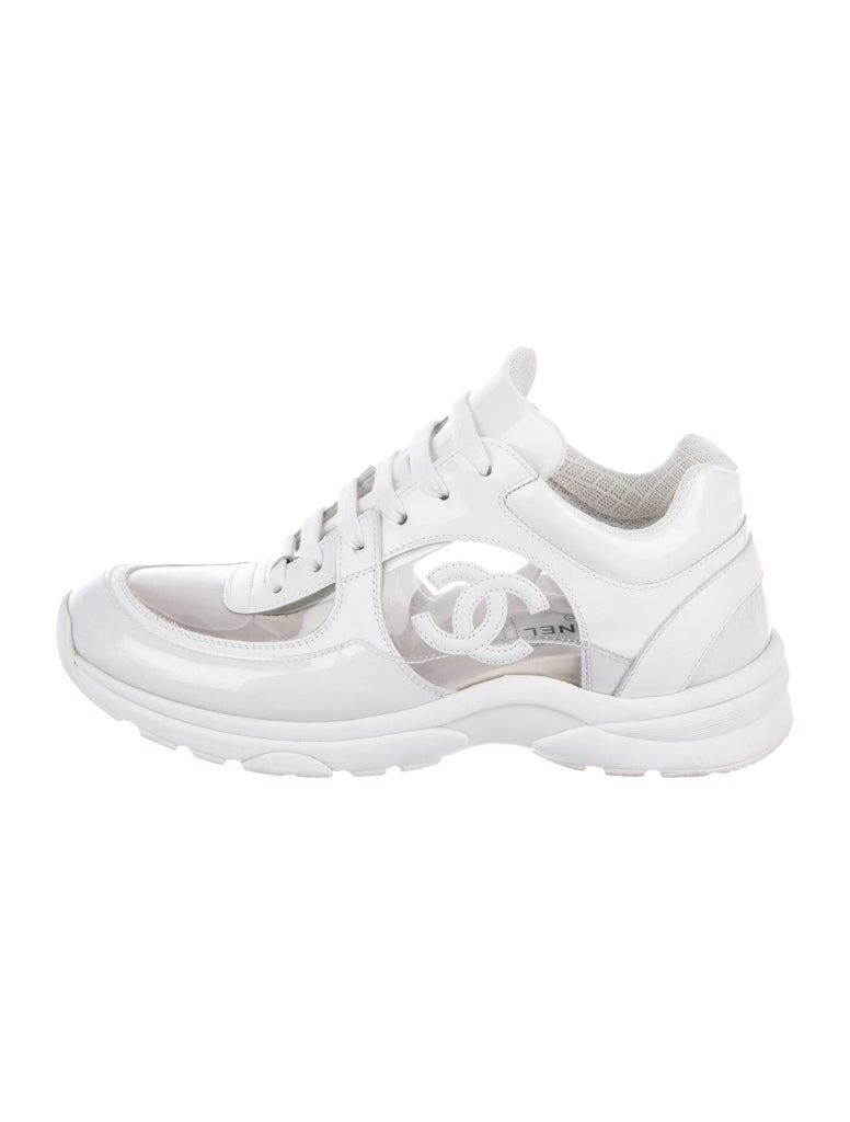 CHANEL 2018 White CC Sneakers Trainers Shoes Ladies –