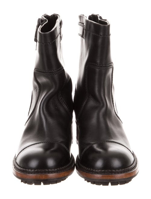 CHANEL Leather CC Black Boots Ankle Boots Leather Booties Size 39 Ladies
