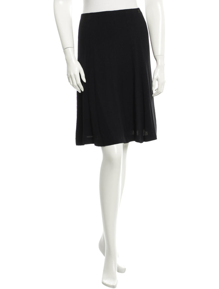 CHANEL 02C NAVY BLUE PLEATED FLARED SKIRT F 40 Ladies