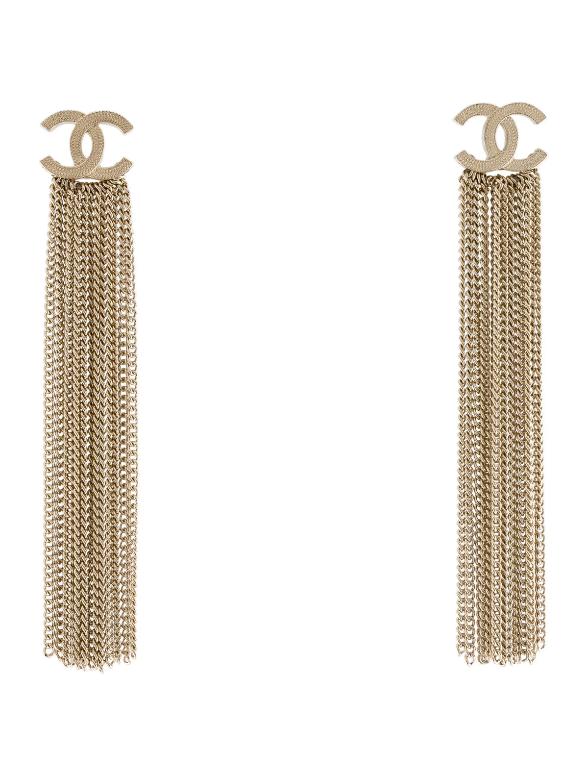 CHANEL 2022 A22 CC Multi Strand Chain Drop Earrings Gold Drop Earrings ladies