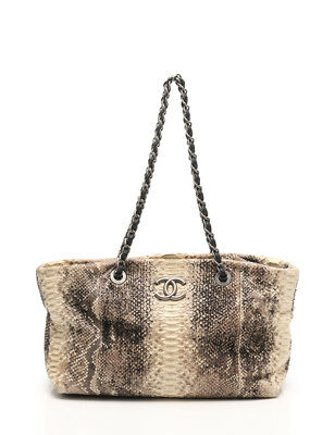 CHANEL CC Limited Edition Python Shopping Bag Tote Handbag Ladies