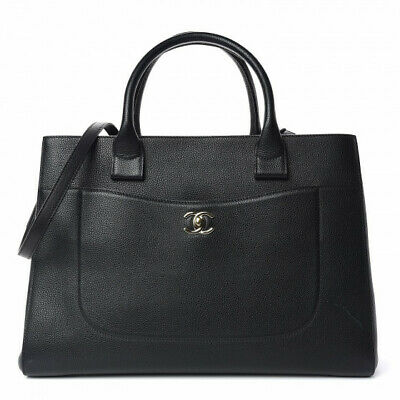 CHANEL Runaway Grained Calfskin Medium Neo Executive Shopper Tote Black Handbag ladies