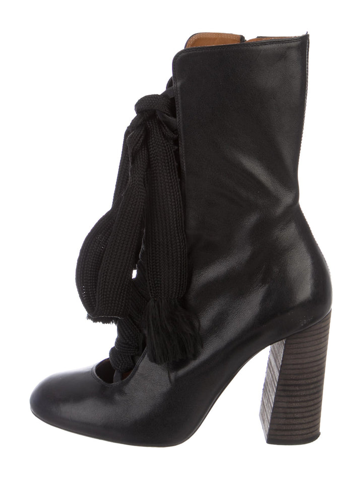 Chloé Chloe Black Leather Mid-Calf Boots Size 35 UK 2 US 5 ladies