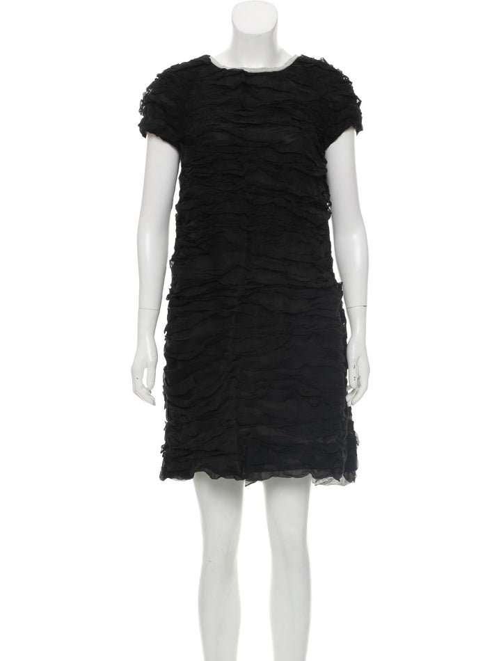 CHLOÉ CHLOE RUCHED MINI BLACK SILK DRESS ladies