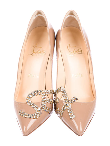 Christian Louboutin Sex 120 nude patent-leather Pumps Shoes Ladies