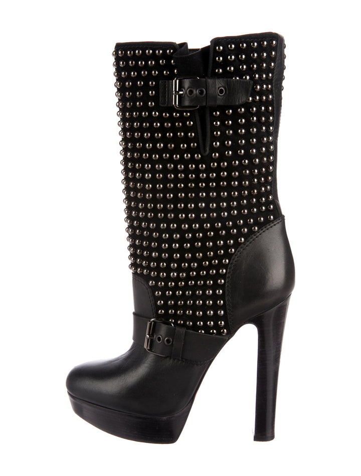CHRISTIAN LOUBOUTIN Black Leather Studded Marisa Boots Sz 36.5 UK 3.5 US 6.5 Ladies