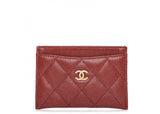 Chanel Card Holder Quilted Diamond Burgundy 2019 ladies