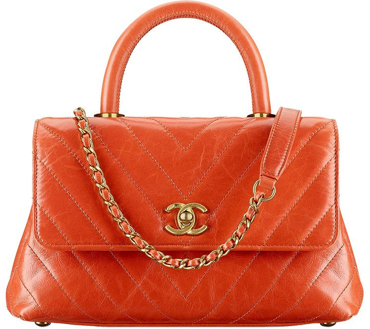 CHANEL Runaway Stitched Chevron Coco Handle Mini Bag Handbag ladies