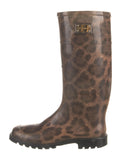 DOLCE & GABBANA Rubber Mid-Calf Rain Boots Leopard Print Size 38 ladies