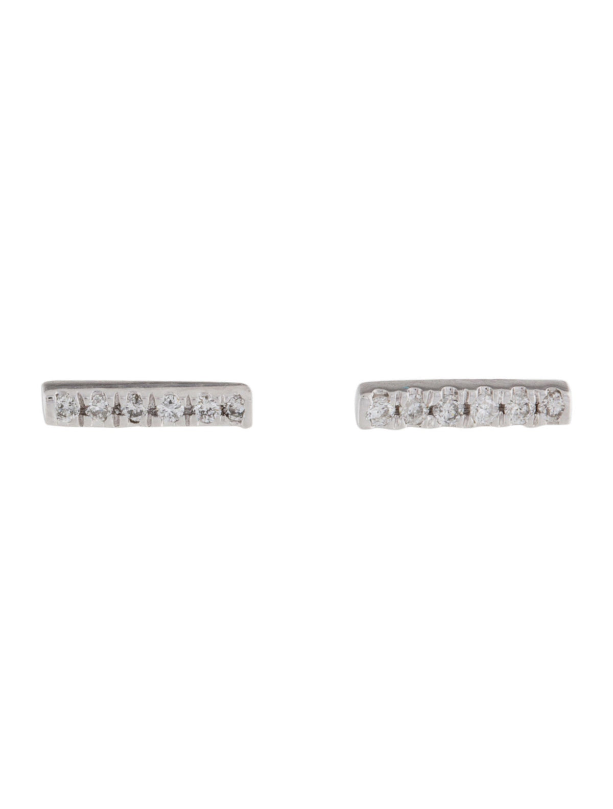 14K 14ct 585 White Gold Diamond Bar Stud Earrings LADIES