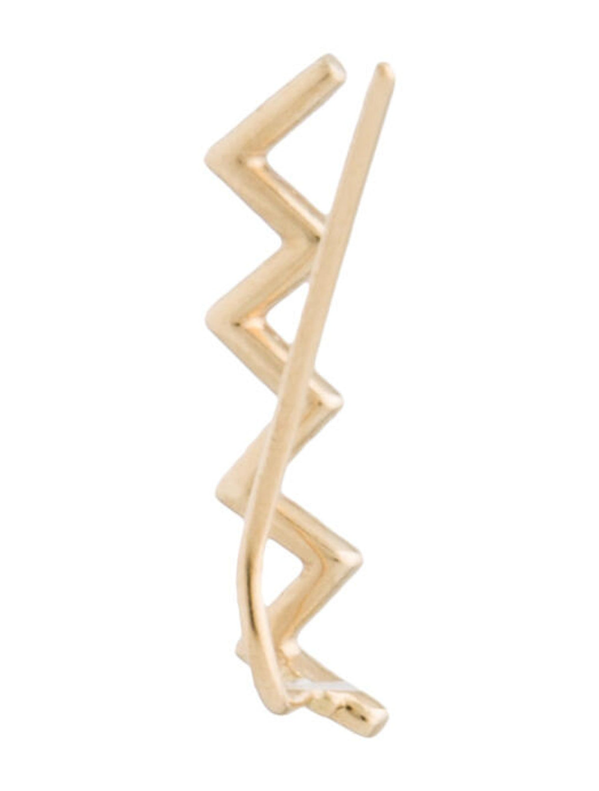 EF COLLECTION 14K 14ct 585 Yellow Gold Zigzag Diamond Floating Ear Cuff Earring ladies