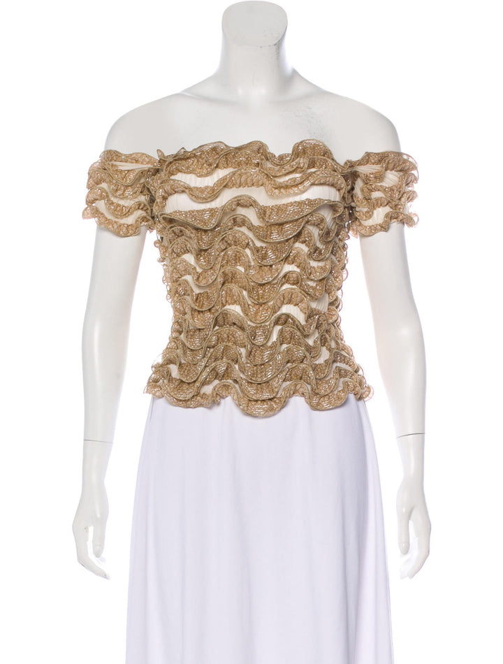 Giorgio Armani Ruffled Off-The-Shoulder Top Ladies