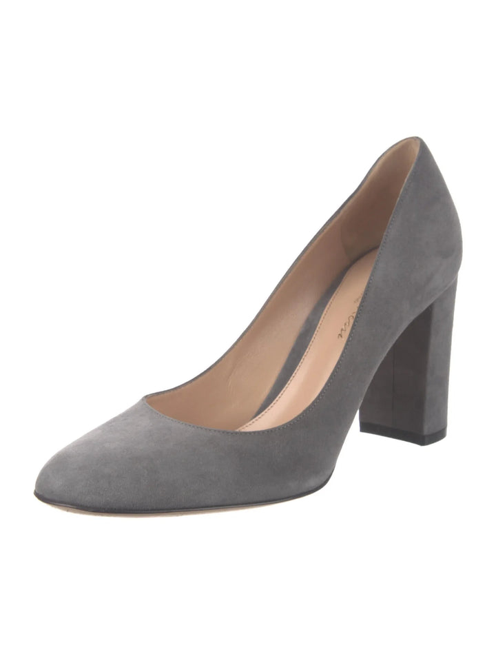 GIANVITO ROSSI grey suede leather pumps heels Size 37 UK 4 US 7 ladies