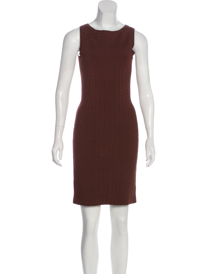 GUCCI Women's Chestnut Crocodile Knit Sheath Dress  Ladies