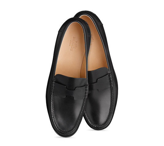 Hermès KENNEDY Black Leather Slip-Ons Loafers/Flats Sz 36 UK 3 US 6 $1190 HANDMADE Shoes