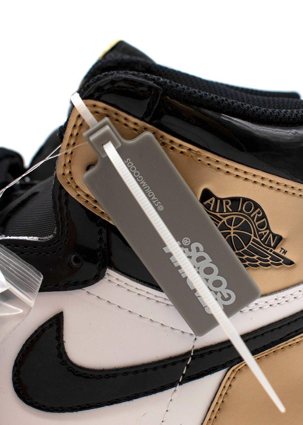 NIKE Black/Gold/White Patent Air Jordans Sneakers Trainers Size 42 men