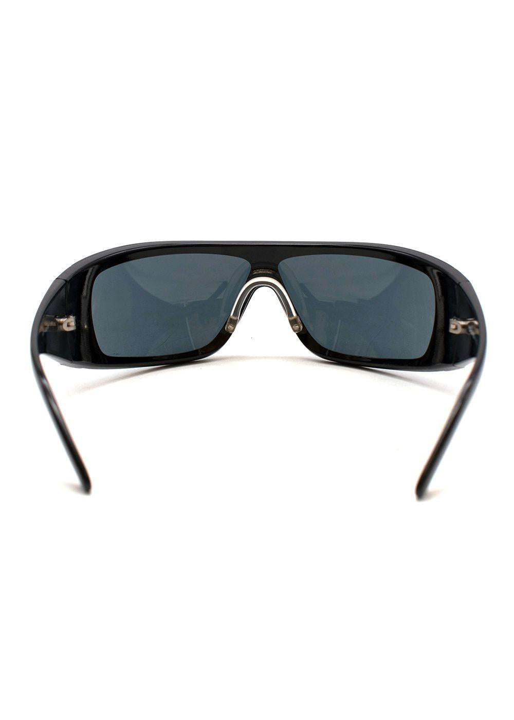 CHANEL Crystal Logo Black Visor Sunglasses ladies