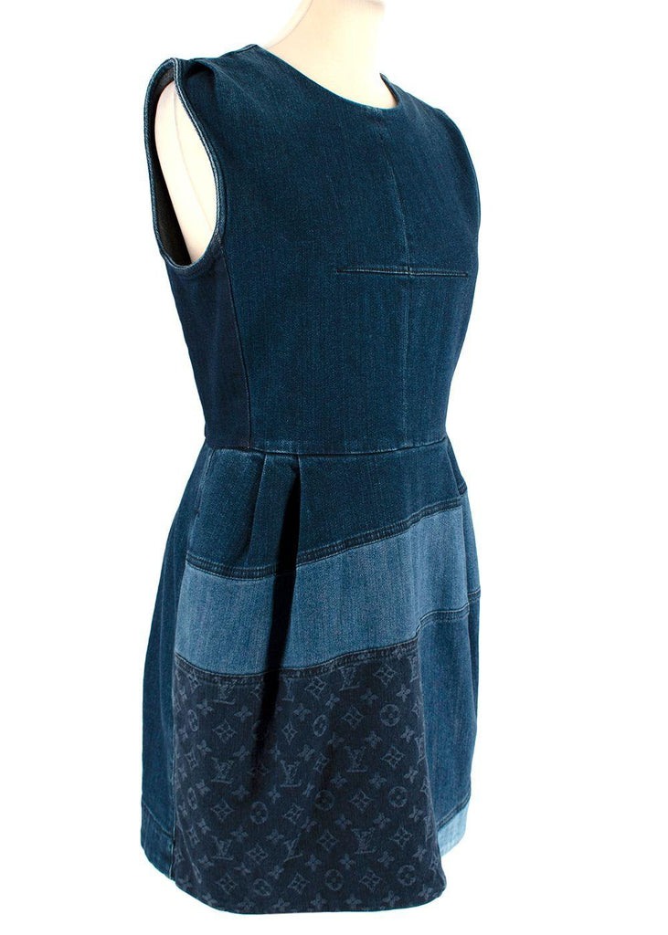 $3000 Louis Vuitton Blue Denim Patchwork Monogram Sleeveless Mini