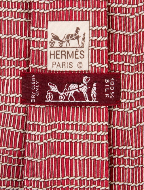 Hermès HERMES Paris Silk Red Print Tie 7820 UA 100% AUTHENTIC Men