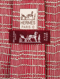 Hermès HERMES Paris Silk Red Print Tie 7820 UA 100% AUTHENTIC Men
