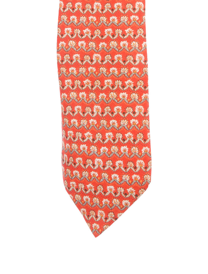Hermès HERMES Paris Silk Floral Print Tie 7940 MA 100% AUTHENTIC Men