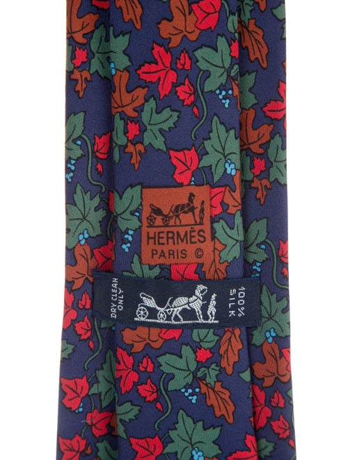 Hermès HERMES Paris Silk Leaf Print Tie 7406 PA 100% AUTHENTIC Men