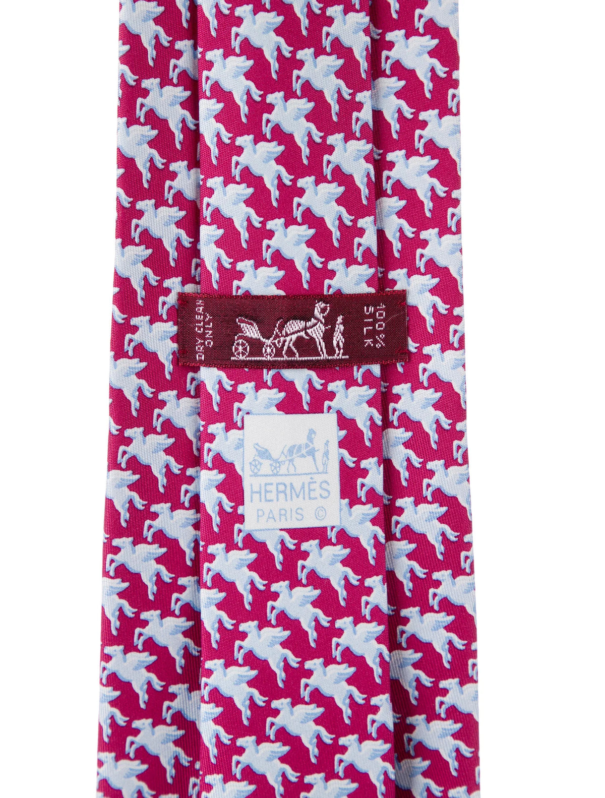 Hermès HERMES Paris Silk GREY SILK FLYING PEGASUS PRINT NECK TIE 5182 IA men