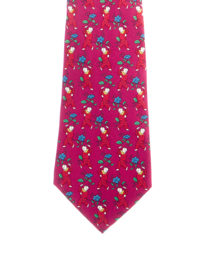 Hermès HERMES Paris Tie 7238 MA Color - Purple / Raspberry Clown FlowerS men