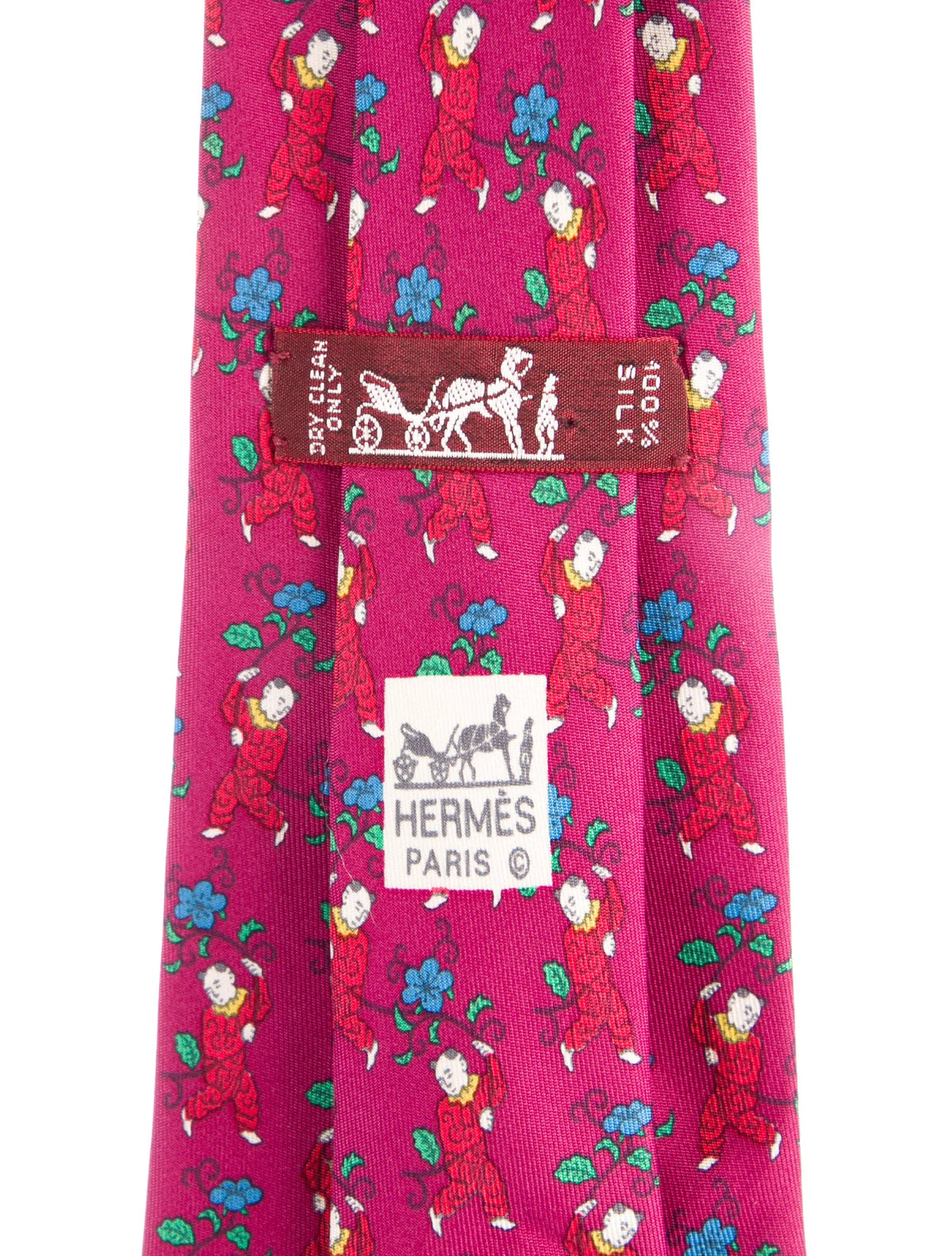 Hermès HERMES Paris Tie 7238 MA Color - Purple / Raspberry Clown FlowerS men