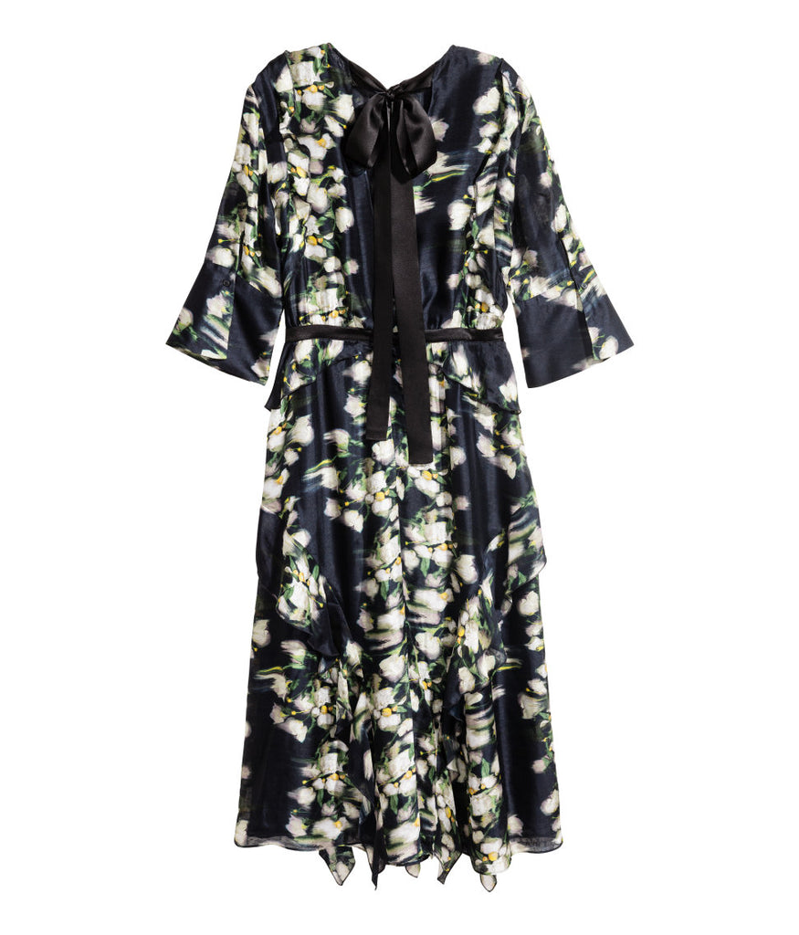 H&M CONSCIOUS EXCLUSIVE PATTERNED FLORAL SILK DRESS LADIES Afashionistastore H&M CONSCIOUS EXCLUSIVE PATTERNED FLORAL SILK DRESS LADIES Afashionistastore