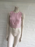Chanel 02P pink pleated sleeveless crop top blouse  F 36 UK 6 US 2 XS Ladies