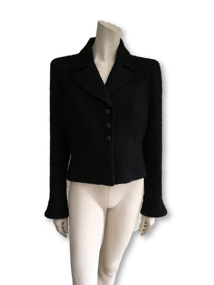 Chanel 09A Tweed Mohair Black Jacket Blazer Exquisite F 42 UK 14 US 10 2009 Ladies