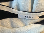 CÉLINE Celine Phoebe Philo CREW NECK NAVY & WHITE INTARSIA STRIPED WOOL DRESS S Ladies