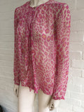 By Malene Birger Josittia Leopard Pink Silk Shirt Blouse 38 S LADIES
