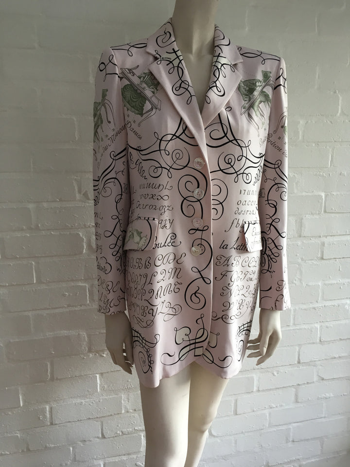 HERMÈS HERMES PARIS Exercices pour Former la Main SILK PRINTED BLAZER F 42 L Ladies