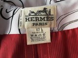 HERMÈS HERMES PARIS Exercices pour Former la Main SILK PRINTED BLAZER F 42 L Ladies